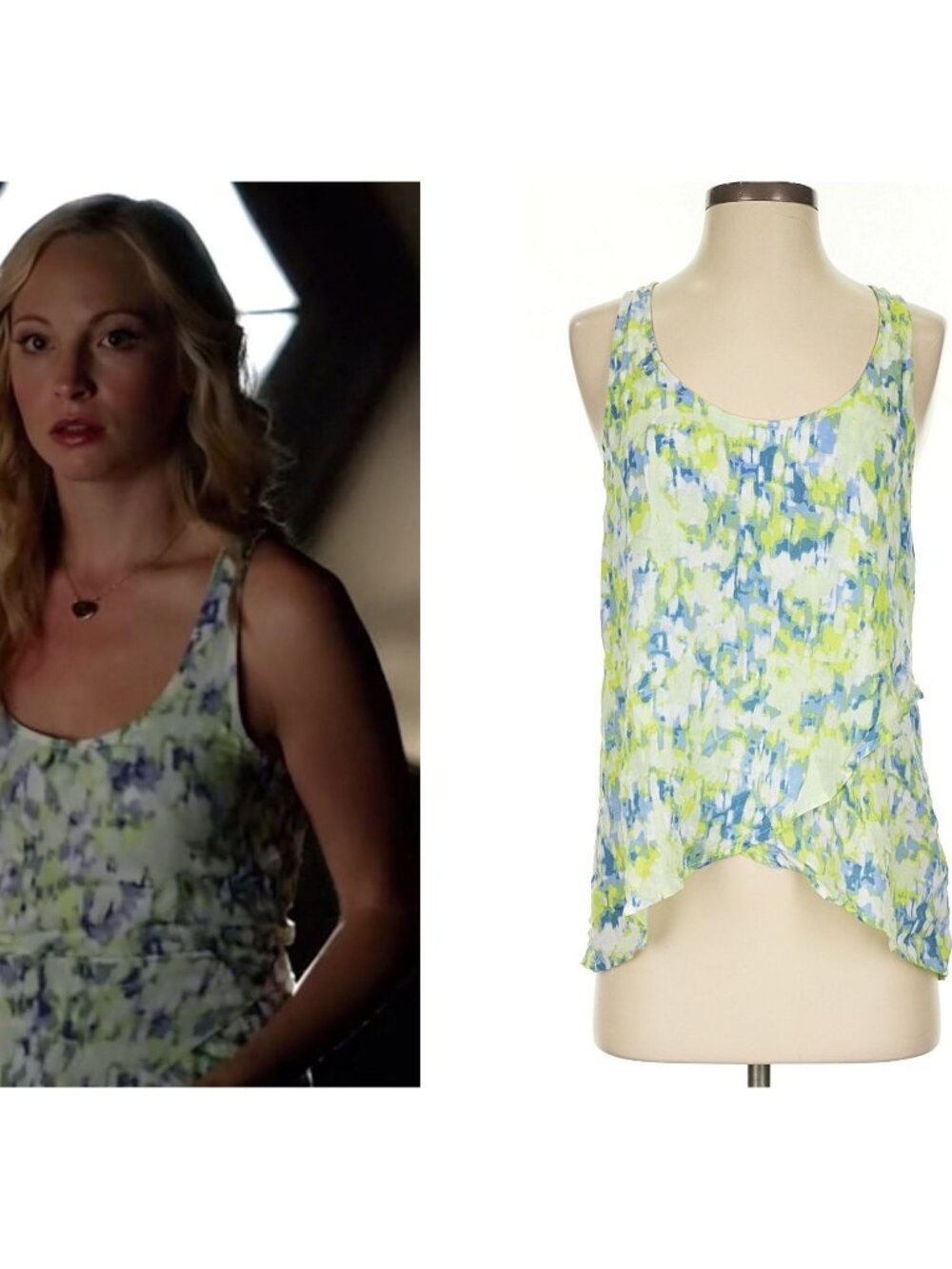 ASO CAROLINE FORBES THE VAMPIRE DIARIES Watercolor Top RARE EUC